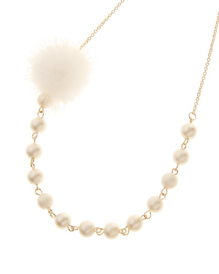 INGNI(イング) ミンクファー付パール/ネックレス オフホワイト