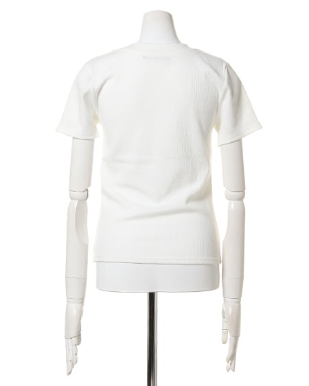 INGNI（イング） ポケット付VネックテレコTシャツ ｵﾌﾎﾜｲﾄ