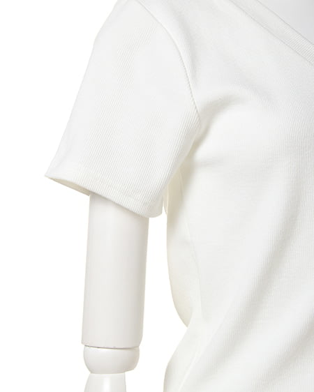 INGNI（イング） ポケット付VネックテレコTシャツ ｵﾌﾎﾜｲﾄ