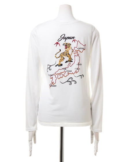 INGNI(イング) スカジャン風刺繍ロングTシャツ オフホワイト