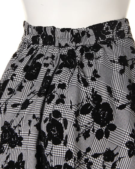 グレンチェック花柄フロッキー／スカート｜INGNI(イング) 公式通販