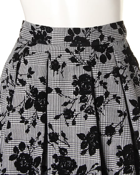 INGNI（イング） グレンチェック花柄フロッキー／スカート ﾊﾅ