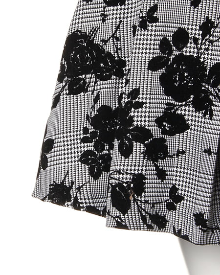 INGNI（イング） グレンチェック花柄フロッキー／スカート ﾊﾅ