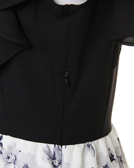 INGNI(イング) 花柄ドッキング/ワンピース クロ/オフホワイト