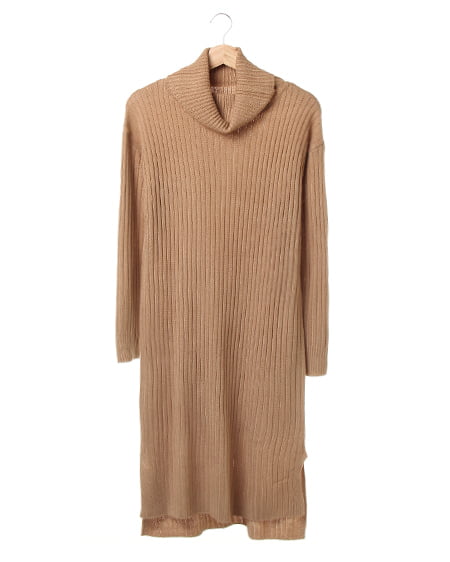 INGNI(イング) ワイドリブオフタートルニット／ワンピース ｷｬﾒﾙ