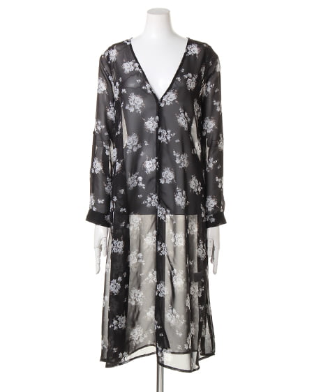 INGNI（イング） 花柄シフォン／ガウン ｸﾛ