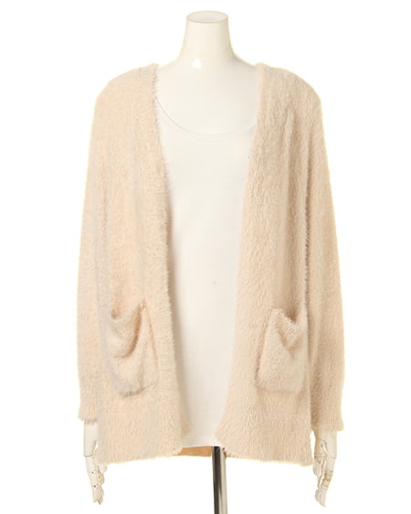 INGNI（イング） フェレットミドルニット／カーディガン ﾋﾟﾝｸﾍﾞｰｼﾞｭ