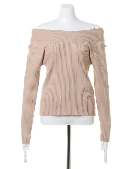 INGNI(イング) ワイドリブオフスリーブ/ニット/B キャメル