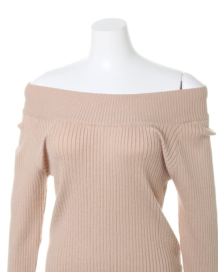 INGNI(イング) ワイドリブオフスリーブ/ニット/B キャメル