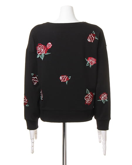 INGNI（イング） 花柄刺繍裏毛／TOPS／A ｸﾛ