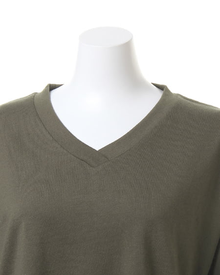 INGNI（イング） サイドスリットVネック Tシャツ長袖 ｶｰｷ