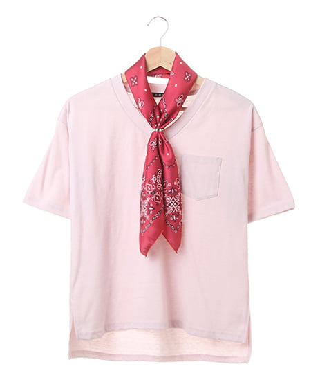 サイドスリットVネック Tシャツ半袖