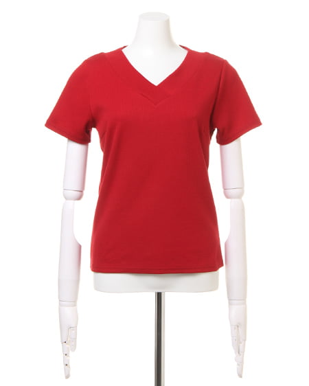 INGNI(イング) VネックテレコTシャツ アカ