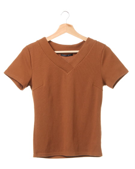 VネックテレコTシャツ