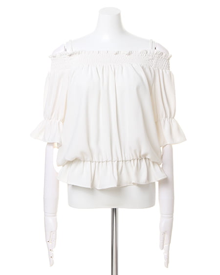 INGNI（イング） キャンディー袖オフショル5分袖TOPS ｵﾌﾎﾜｲﾄ