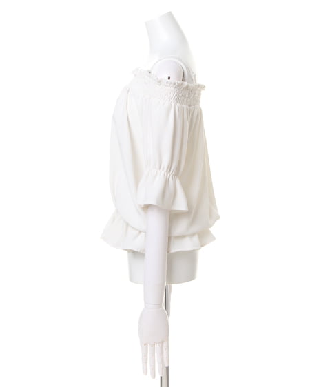 INGNI（イング） キャンディー袖オフショル5分袖TOPS ｵﾌﾎﾜｲﾄ