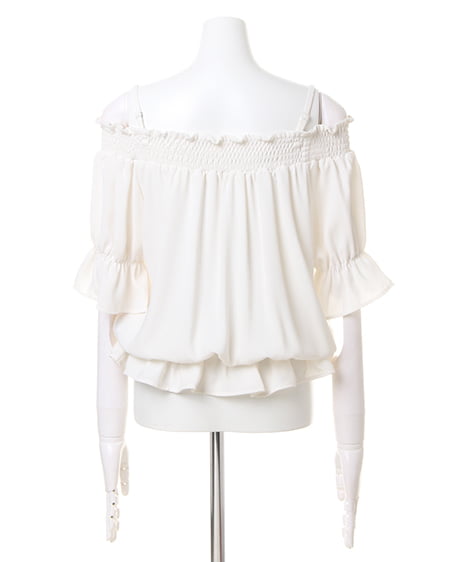 INGNI（イング） キャンディー袖オフショル5分袖TOPS ｵﾌﾎﾜｲﾄ