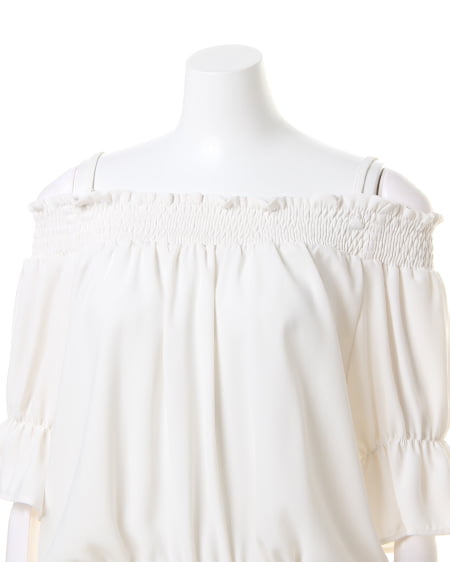 INGNI（イング） キャンディー袖オフショル5分袖TOPS ｵﾌﾎﾜｲﾄ