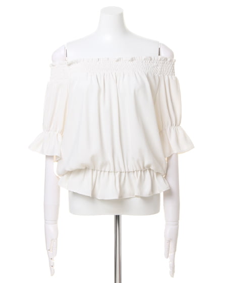 INGNI（イング） キャンディー袖オフショル5分袖TOPS ｵﾌﾎﾜｲﾄ