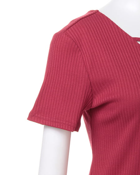 INGNI（イング） 2WAY クロスリブトップス半袖 ｱｶ