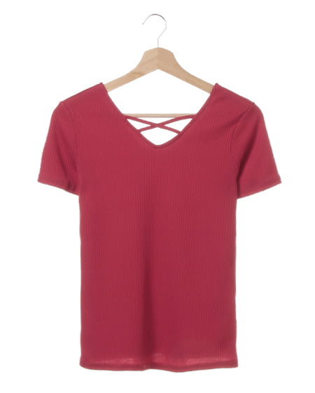 INGNI(イング) 2WAY クロスリブトップス半袖 ｱｶ