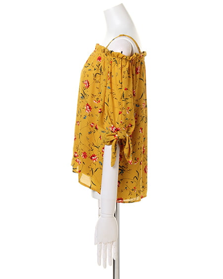 INGNI（イング） 花柄袖リボンオフショル／TOPS ﾏｽﾀｰﾄﾞ