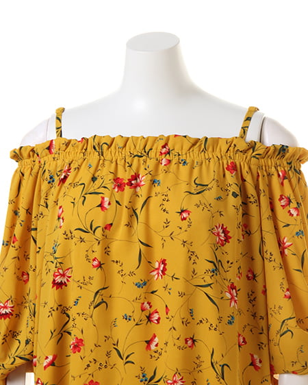 INGNI（イング） 花柄袖リボンオフショル／TOPS ﾏｽﾀｰﾄﾞ