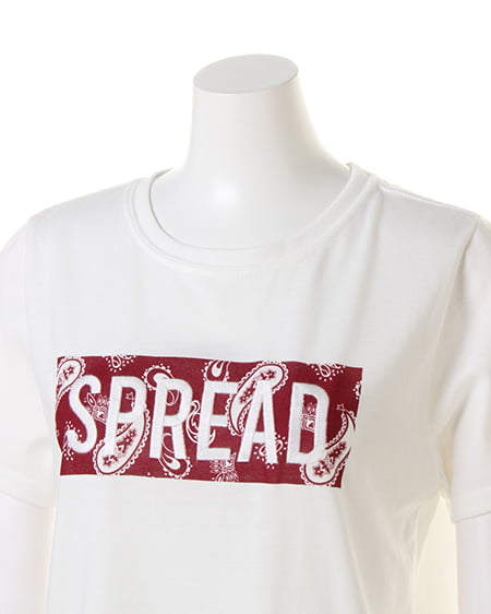 INGNI（イング） 柄BOXロゴTシャツ ｱｶﾊﾞﾝﾀﾞﾅ