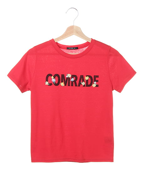 ロゴ花プリント／Tシャツ