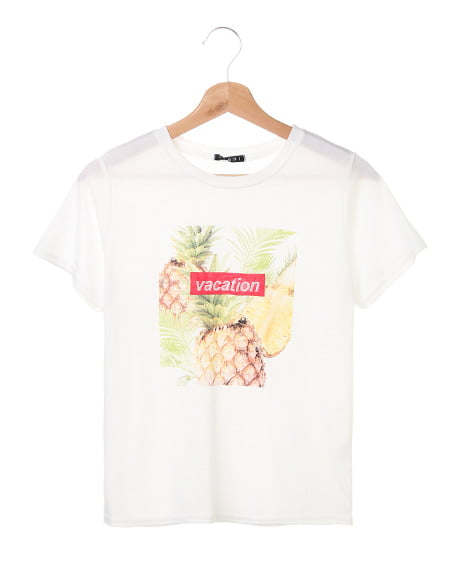 INGNI(イング) BOXロゴ転写プリント／Tシャツ オフホワイト/A