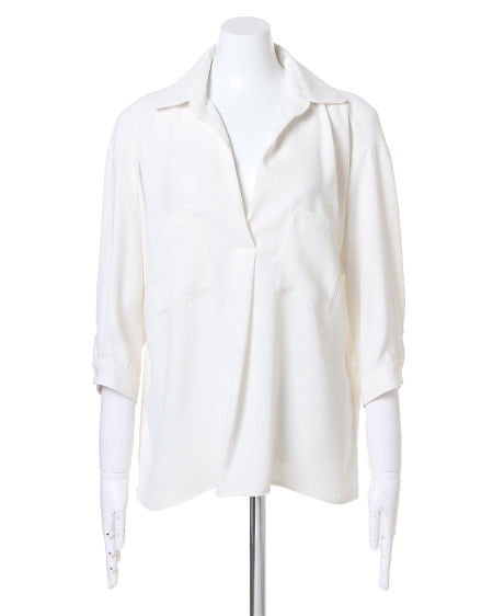 INGNI（イング） 両ポケ付トロミスキッパー7分袖／シャツ ｵﾌﾎﾜｲﾄ