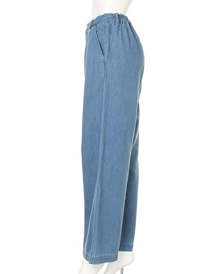 INGNI（イング） タック入りデニムワイド／パンツ ﾃﾞﾆﾑ/ﾗｲﾄﾌﾞﾙｰ