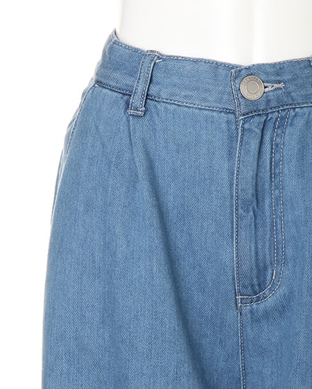 INGNI（イング） タック入りデニムワイド／パンツ ﾃﾞﾆﾑ/ﾗｲﾄﾌﾞﾙｰ