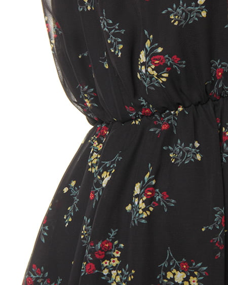 INGNI(イング) 花柄シフォンオフショル/ワンピース クロ/B