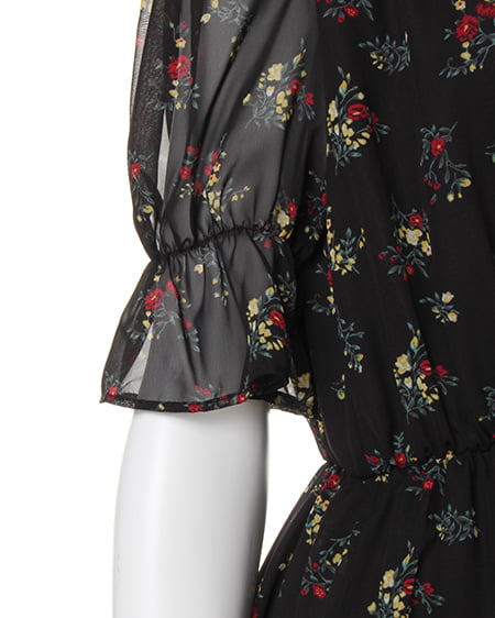 INGNI(イング) 花柄シフォンオフショル/ワンピース クロ/B