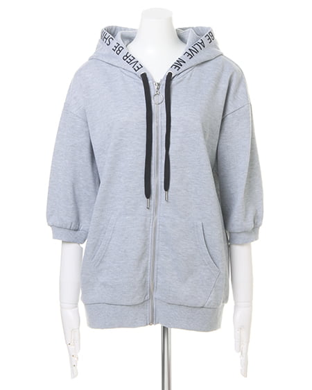 INGNI(イング) フードロゴZIP/パーカー 7分袖 グレー