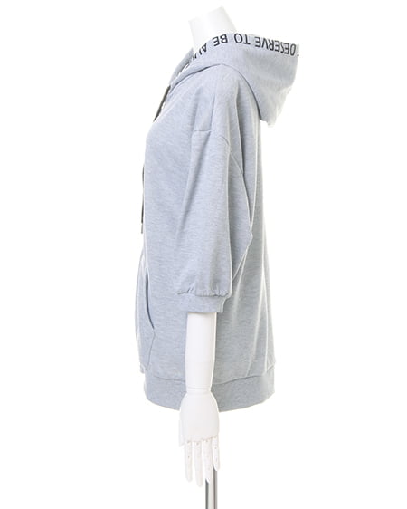 INGNI(イング) フードロゴZIP/パーカー 7分袖 グレー