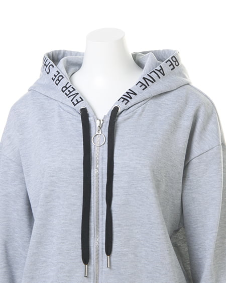 INGNI(イング) フードロゴZIP/パーカー 7分袖 グレー