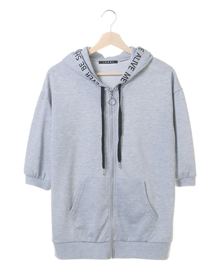 INGNI(イング) フードロゴZIP／パーカー 7分袖 ｸﾞﾚｰ