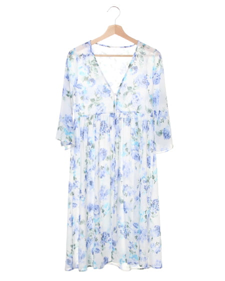 ぼかし花柄シフォン／ガウン