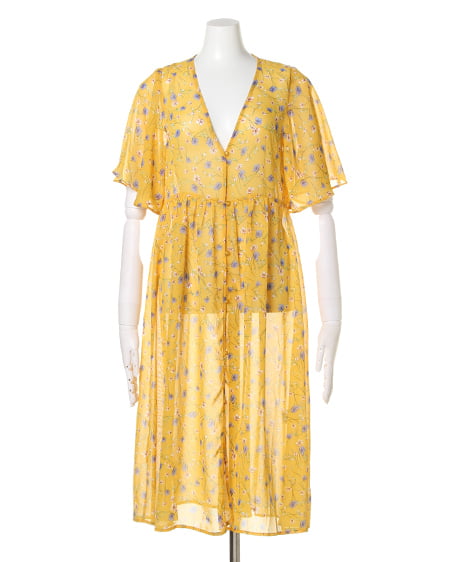 INGNI（イング） 花柄シフォン半袖ガウン ﾏｽﾀｰﾄﾞ
