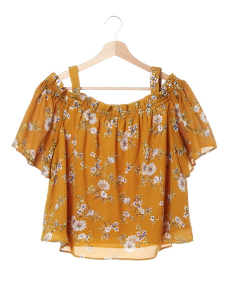 INGNI(イング) 花柄オフショル／TOPS マスタード