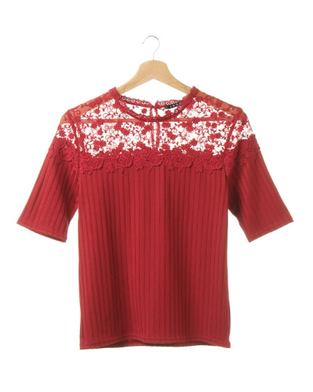 INGNI(イング) ヨークシアーサカリバTOPS 5分袖 ボルドー