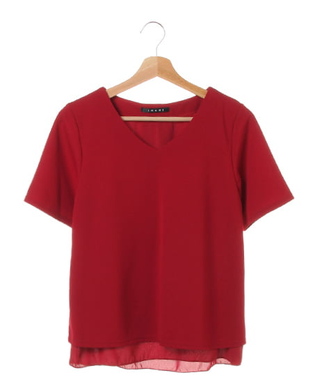 INGNI(イング) 裾レイヤーVネック／TOPS ボルドー