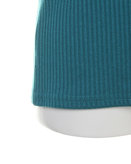 INGNI（イング） カバーリングリブ 装飾付ハイネック5分袖／TOPS ﾀｰｺｲｽﾞｸﾞﾘｰﾝ