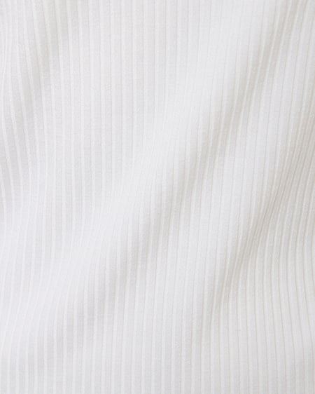 INGNI（イング） リブレース付Vネック5分袖 ｵﾌﾎﾜｲﾄ