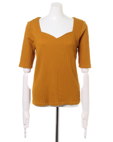 INGNI（イング） ケーブルハートネック5分袖／TOPS ﾏｽﾀｰﾄﾞ