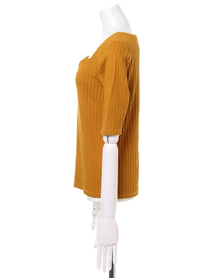 INGNI（イング） ケーブルハートネック5分袖／TOPS ﾏｽﾀｰﾄﾞ