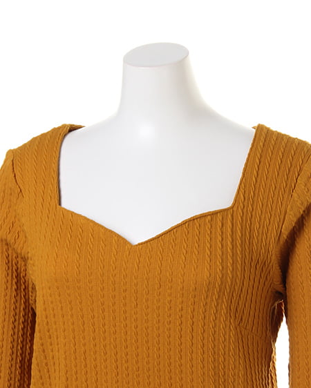 INGNI（イング） ケーブルハートネック5分袖／TOPS ﾏｽﾀｰﾄﾞ