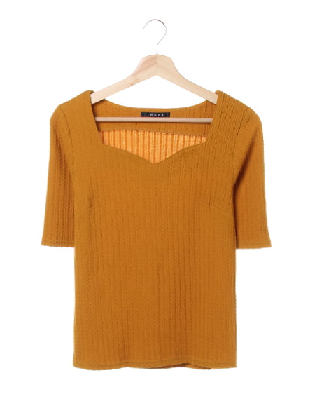 INGNI(イング) ケーブルハートネック5分袖／TOPS マスタード